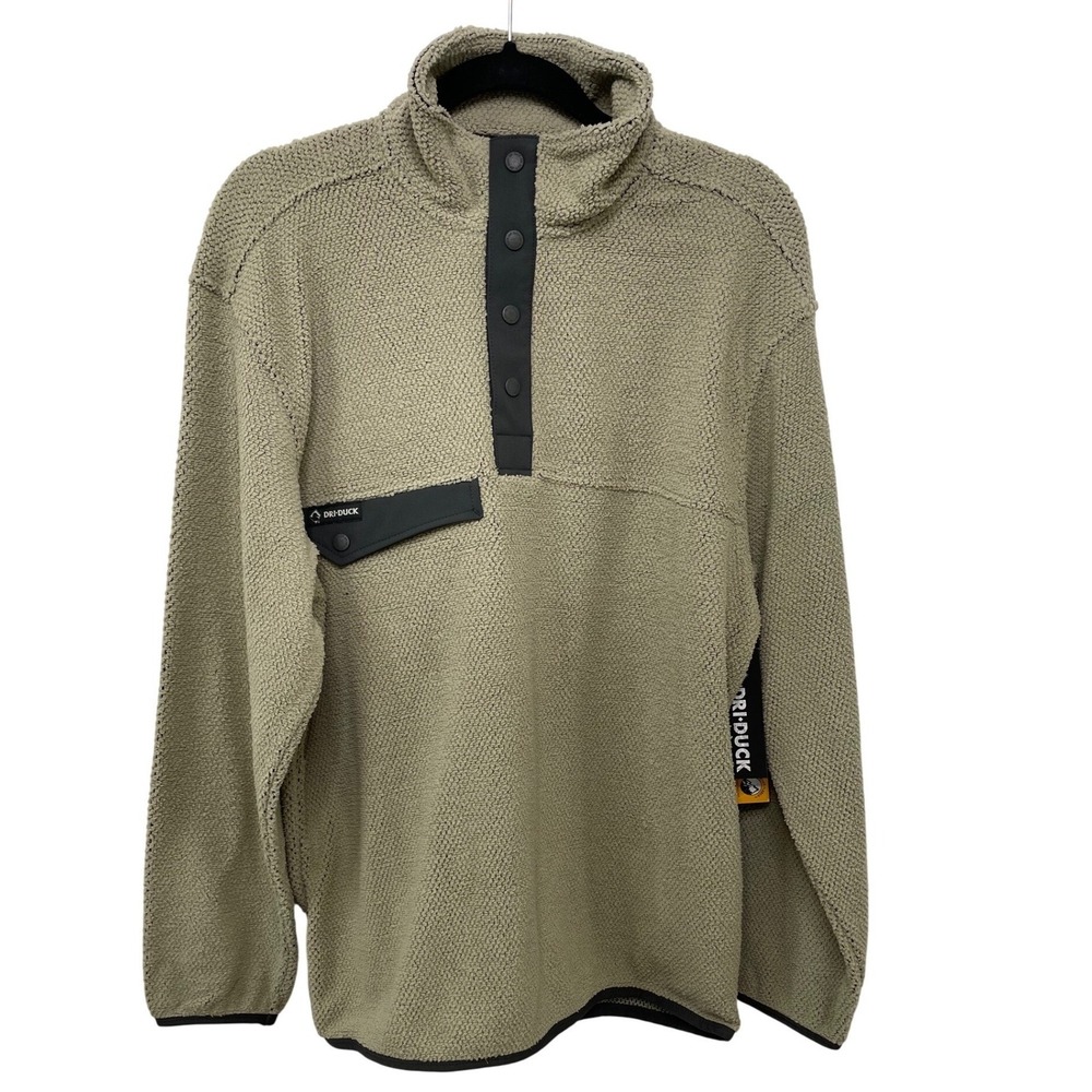 Dri Duck Men Mountain Fleece 1/4 Snap Pullover Sherpa Mos Gorpcore Outdoor M New